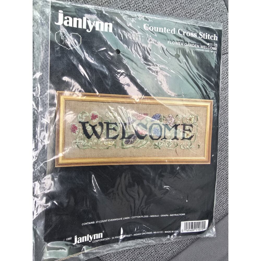 Janlynn "Flower Garden Welcome" counted cross-stitch kit (model #11-70) 1990